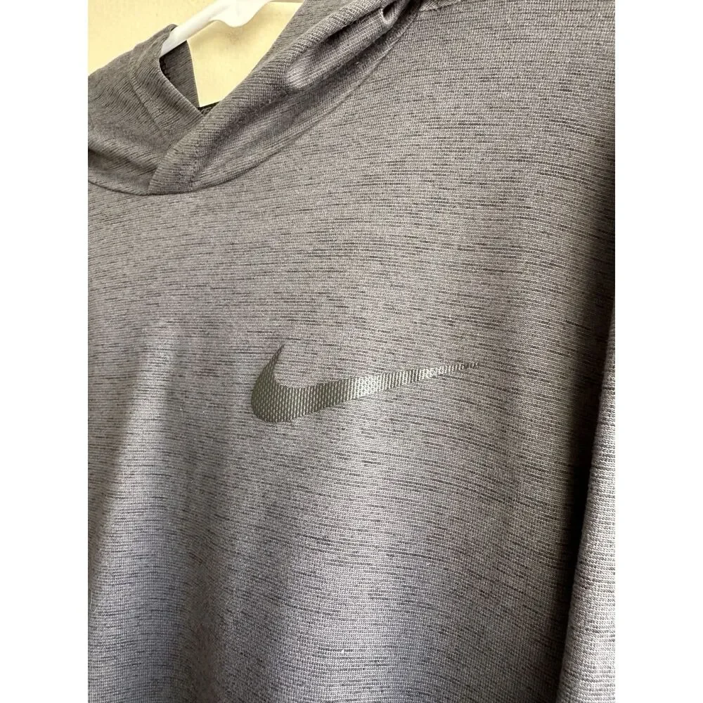 Nike Dri-FIT Hooded Long Sleeve Gray Youth Med (10/12) Athletic Performance Shir